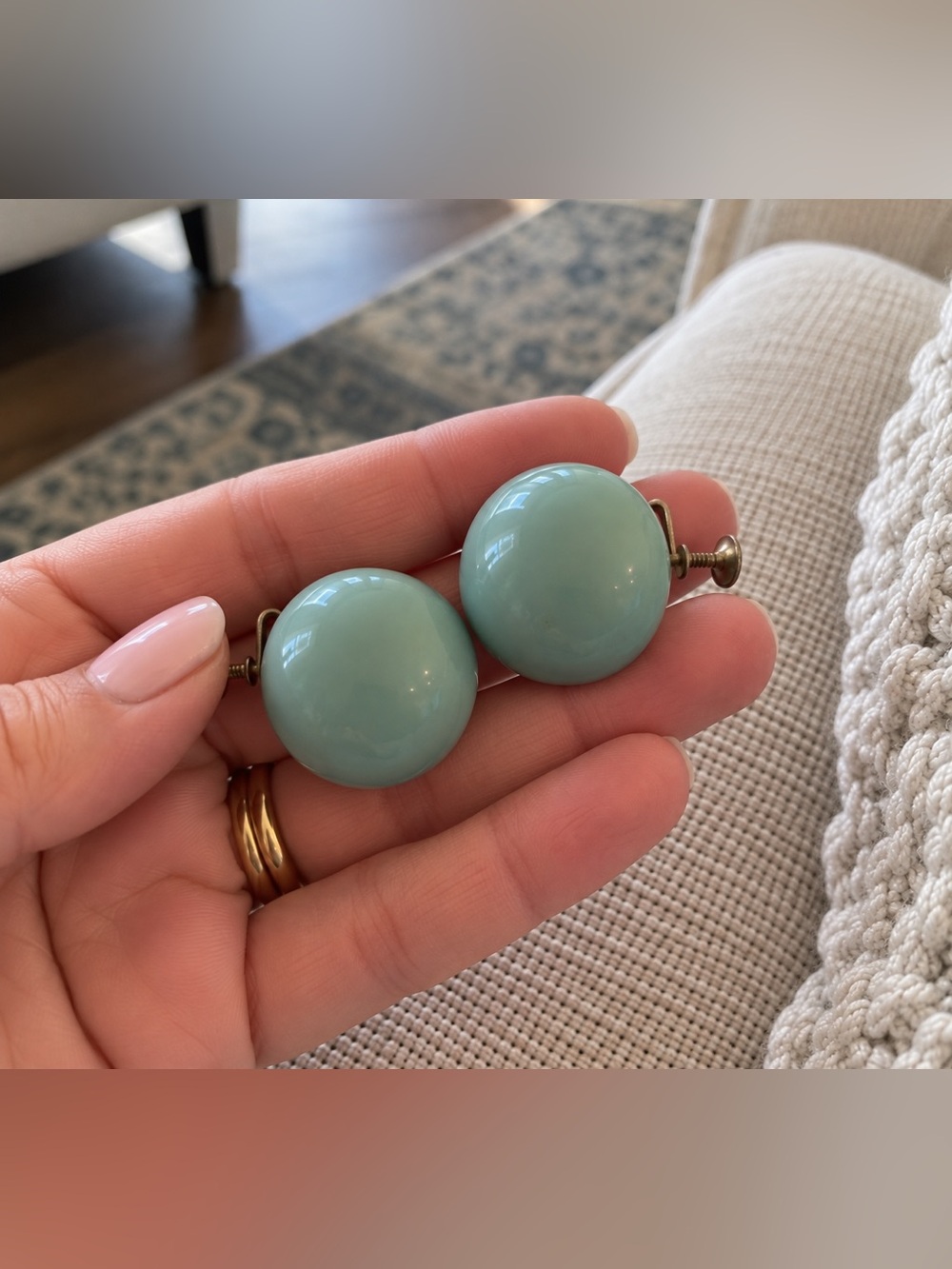 Vintage Mint Green Screw Back Earrings